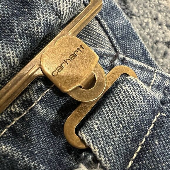 Carhartt Overalls Bib Mens Size 36x32 Workwear Carpenter Blue Denim Logo - Picture 14 of 16